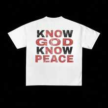 [100% Algodón] Camiseta con Estampado Gráfico "Conoce a Dios, Conoce la Paz, Sin Dios, Sin Paz" – Camiseta con Frase Inspiradora de Fe, Ropa Casual Religiosa, Camisetas Gráficas, Camiseta de Algodón de Cuello Redondo para Hombre y Mujer H2BQ - Blanco - Ver 10