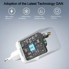 65W GaN USB-C Super Fast Charger, PD65W Quick Wall Charger, Suitable For Laptops, 17/16/15 Series, /Tablets Type-C Power Adapter - White - View 4