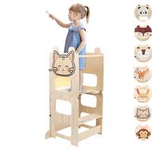 Rutschfeste Lernstühle, Kinderhocker,Mit Maltafel,Für 2bis 6Jährige - Katze - Übersicht 1