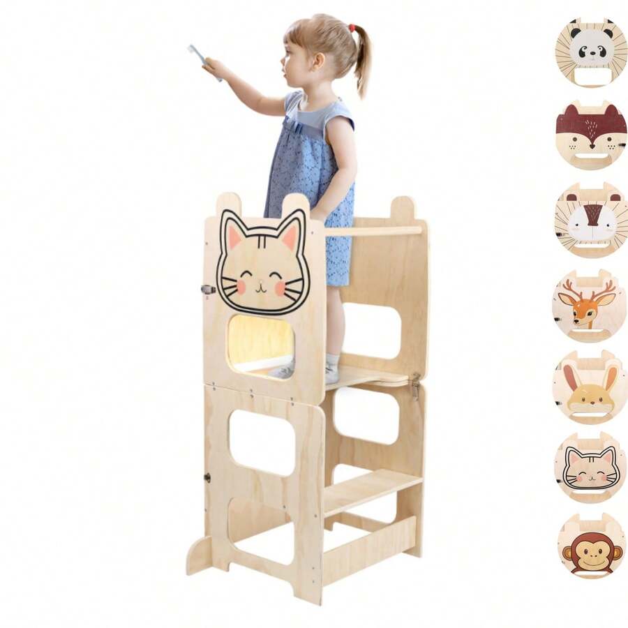 Rutschfeste Lernstühle, Kinderhocker,Mit Maltafel,Für 2bis 6Jährige - Katze - Übersicht 1