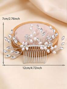 1pc Shiny Gold Leaf & Pearl Decorated Hair Comb, Suitable For Bride Wedding, Bridesmaid, Photo Shoot, Gala, Graduation Dance, Stage Performance,Combs,Side Comb - Gold - View 6