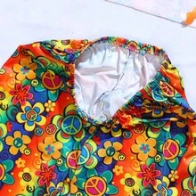 儿童复古花卉迪斯科服装，70年代80年代嬉皮士面具摇滚歌手角色扮演派对表演服 - 彩色 - 查看 11