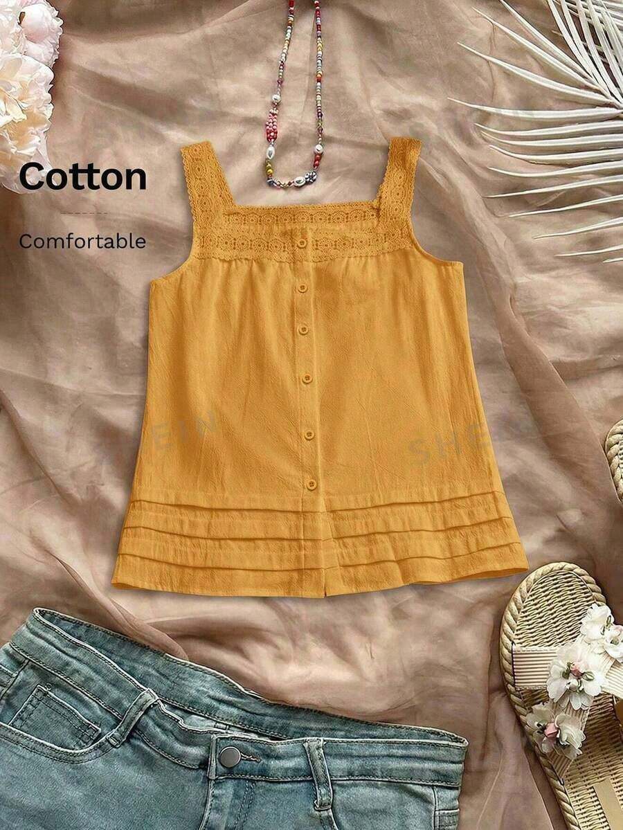Camisa de mujer azul marino, casual, cómoda y elegante, para primavera/verano - Amarillo - Ver 1