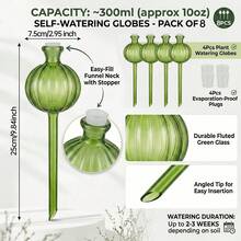 Self-Watering Planter, Plastic Watering Globe Automatic Plant Waterer, Cute Cactus Shaped Decor, Green - C - View 10