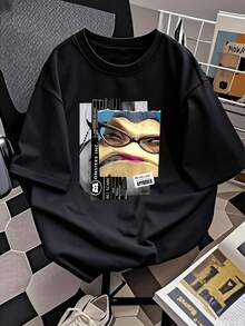 Fun Graphic Showing A Cartoonish Secretary With A Serious Expression And Large Glasses, Symbolizing Humor And A Strong Attitude. Ideal For Confident Girls. Comfortable And Casual Women's T-Shirt For Everyday Wear. - 黑色 - 查看 2