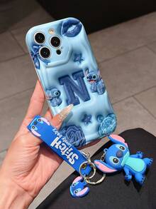 Disney Lilo And Stitch Phone Case : 3D Fluffy Pattern Border Protector Phone Soft Phone Case With A Free Cute Stitch Bracelet Chain Lanyard, Stitch, Lilo, Angel, For Apple 17 Promax 17 Pro 16 15 14 13 12 11 Pro Max XS Max X XR Soft Cover Summer Phone Case - 白色 - 查看 3