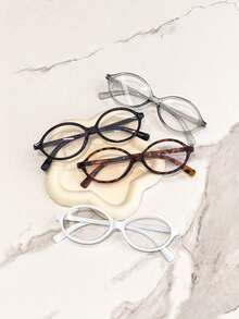 2 Pairs/1 Pair Women's Vintage Round Fashion Glasses Set Includes Two Pairs Of Glasses, Exquisitely Designed, Showcasing Charming Appeal. Full Frame Design Specially Made For Women, Fashionable And Versatile, Suitable For Daily Wear From Office To Any Occasion. Glasses Can Be Fitted With Prescription Lenses. - Transparent - View 4
