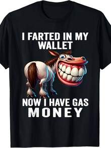 Me Tiré un  en Mi Billetera y Ahora Tengo Dinero para Gasolina Camiseta Divertida Unisex Estilo Igual para Hombres y Mujeres Camiseta de Manga Corta Estampada Verano 2025 Algodón Puro 220G - Negro - Ver 2