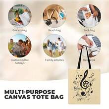One Off-White Canvas Tote Bag Featuring A Robin In A Santa Hat Sitting On A Branch, Perfect For Women. Ideal For Shopping, Library, Or School Use, This Shoulder Bag Makes A Great Christmas Or Birthday Gift For Mothers, Students, And Teachers - 米色 - 查看 5