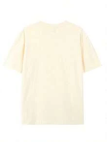 Premium Cotton T-Shirt With Vintage Style And Creative French Fry Print - Casual Crew Neck, Short Sleeve For Summer - 杏色 - 查看 3