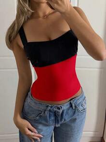op de punto ajustado de color negro, nueva llegada para mujer - Rojo - Ver 5
