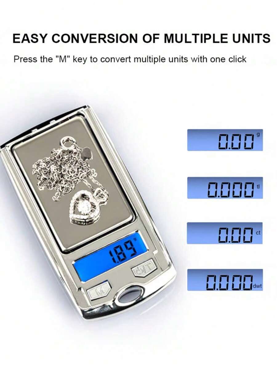 【高精度珠宝口袋秤】【适用于茶叶或咖啡称重】1个翻盖式100克高精度专用多功能电子秤，带LCD背光屏幕，迷你数字口袋秤，汽车钥匙形状电子秤 - 珠寶秤 - 查看 1