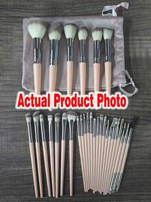 20pcs Professional Makeup Brush Set With Velvet Storage Bag, Soft Bristles, Convenient For Travel, Includes Foundation Brush, Eyeshadow Brush, Blending Brush, Eyebrow Brush, Etc. An Ideal Makeup Gift Set. - Pink - View 6