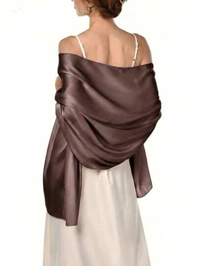 A Women's Bohemian Classic Solid Color Smooth Satin Scarf, Casual Autumn Shawl Sun Protection Headscarf, Suitable For Daily Life