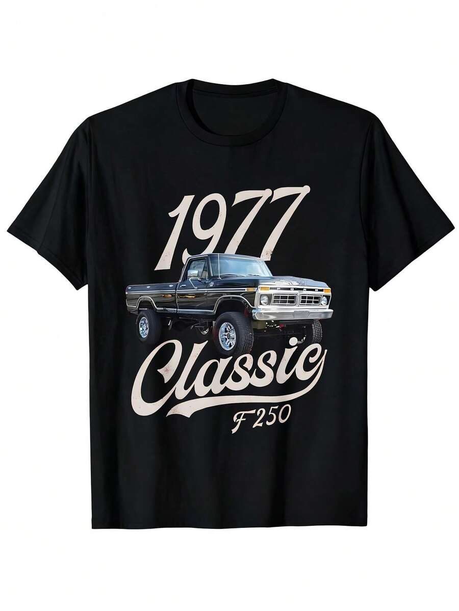 Plus Size T-Shirt - Classic Black F250 1977 Small Size T-Shirt With Humorous Sayings, Plus Size Graphic Tee, Made From 6.35oz Puro. Perfect For Christmas/Valentine's Day/New Year's Eve/Holidays. With A Sleek And Stylish Cut, This Garment Creates A Clean And Vibrant Look When Worn. Its Relaxed Yet Flattering Silhouette Suits All Body Types, Offering A Style That Is Both Casual And Sophisticated. - 黑色 - 查看 1