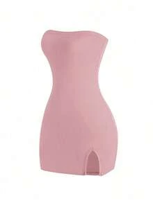 Vestido negro sin tirantes para mujer, minivestido corto - Rosa vieja - Ver 9