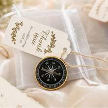 4pcs Compass Gift Set, Mini Compass Souvenirs With Jute Rope, Card Tag, Satin Bag, Suitable For Guest Birthday, Nautical Travel Party Favors (Gold) - Gift Set - View 11