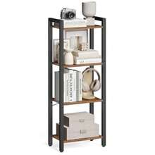 VASAGLE Librería de 4 Niveles, Biblioteca, Estantería para Oficina, Salón, Dormitorio, 24 x 40 x 107 cm, Industrial, MLLS099B01 - Tinta negra rústica - Ver 8