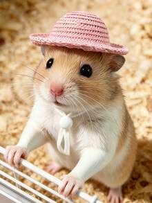 Topi Jerami Kecil untuk Hewan Peliharaan, Dapat Diatur Ukurannya, Topi Matahari Mini Berwarna-warni, Topi Anyaman Rotan, Dekorasi untuk Hamster, Kadal, Hamster Emas, Burung Beo, Burung, Topi Kertas Rotan Buatan Tangan, Penutup Kepala - MultiWarna - View 1