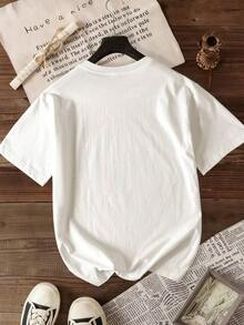 Fashion Printed T-Shirts For Women, Oversized Streetwear Tops, Comfortable And Stylish All-Match Summer Tees. Casual Short Sleeve T-Shirt With Round Neck And Cute Coffee Lover Print For Women, Regular Fit, Summer Black - 白色 - 查看 2
