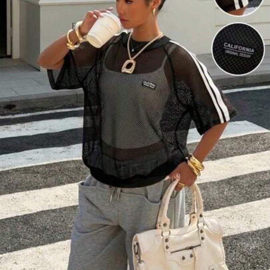 Women's Casual Versatile Daily Wear T-Shirt,Pink Top Girly Outfits For Women Street Wear Outfits Women Latest Tops For Women New Arrivals Casual Summer Outfits For Woman Retro Outfit For Women Casual Outfit For Women Pink Mesh Top New T Shirt Blouses For Women Puff Top For Women Trending Outfit For 2025 Women Sheer Tops For Women Outfits Women Set Summer Street Wear Outfit For Women Busniess Casual Outfits For Women Outfit For Women Set Casual - Negro - Ver 1