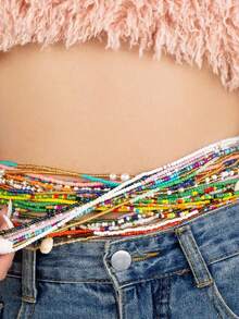 1/5/10/20/30 piezas/Set Cadena de cintura de estilo bohemio exquisito y versátil con perlas falsas y cuentas de colores de alta calidad, joyería adecuada para hombres y mujeres, playa, vacaciones, fiesta, uso diario, hermoso regalo de vacaciones, regalo de cumpleaños (color y estilo aleatorios) - Multicolor - Ver 3
