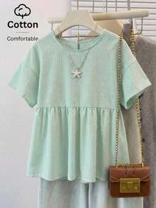 Camisa de mujer tejida a rayas verdes - Verde - Ver 11