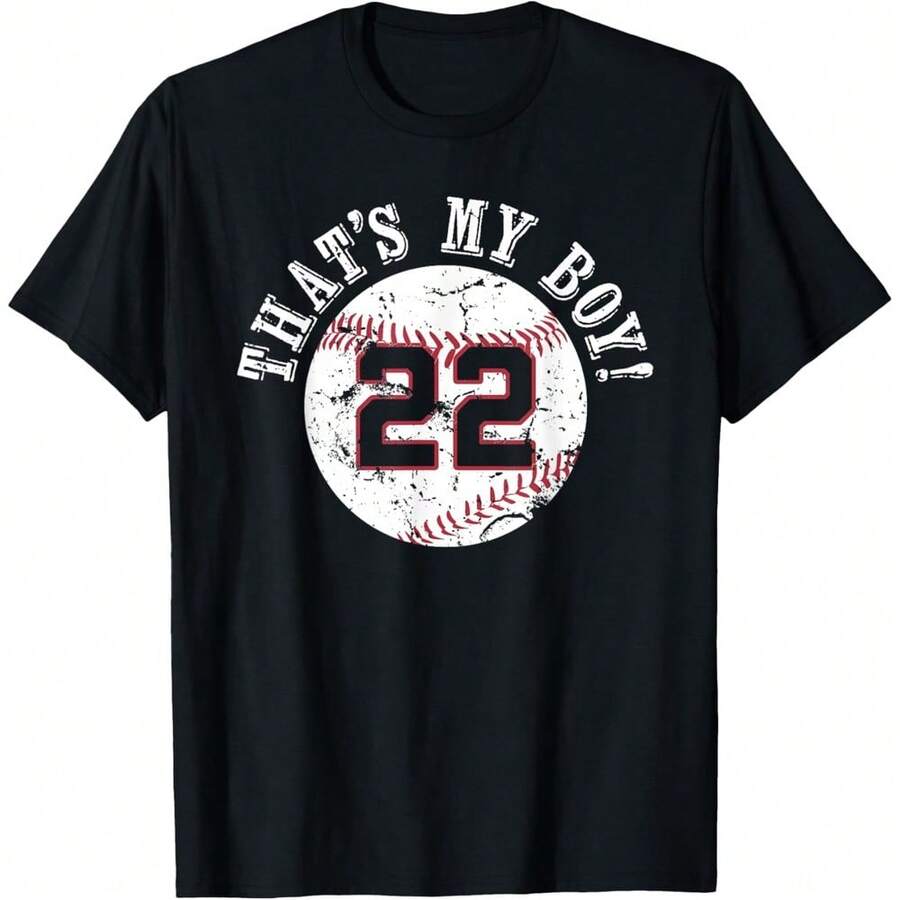 Unique That's My Boy #22 Baseball Player Mom Or Dad Gifts T-Shirt - Black - View 1