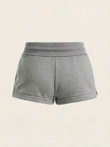 BASICS Pantalones Cortos Deportivos Cómodos de Cintura Baja para Mujer con Abertura Lateral, Ropa Casual y para el Hogar, Primavera/Verano - Gris Claro - Ver 7