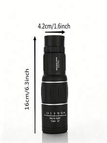 1pc 16x52 High Magnification Monocular Telescope, 66m Wide Field Of View, High Transmittance Lens, 8000m Long Distance Observation, Suitable For Travel, Hiking, Hunting, Adventure, Dual Rings Dual Adjustment Focus Design, Matte Black Non-Slip Durable Handheld Portable Outdoor Telescope - Black - View 8