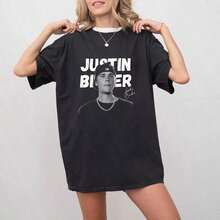 Camiseta de concierto Bieberchella Bieber Coachella, camiseta para festival de música pop, regalo para fans, confeccionada en algodón 100% transpirable, perfecta para añadir un toque nostálgico y divertido a tus atuendos durante reuniones informales, eventos musicales o uso diario. - Negro - Ver 1