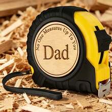1pc 5m Engraved Wooden Ruler, High Precision Metal Tape Measure, Durable Plastic Shell, Engraved Wooden Ruler, Suitable As Father's Day, Father, Husband Gift - One Size - View 4
