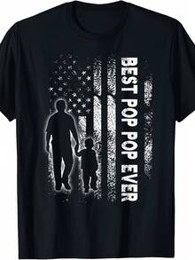 Best Pop Pop Ever USA Flag Father'S Day Grandpa Gift Men T-Shirt Same Style For Men And Women 2025 Summer Short-Sleeved Printed T-Shirt Pure 220G - 黑色 - 查看 1