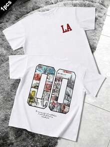 2026 Summer New Arrivals: Unique Design Y2k Parent-Child Outfits. The Lornexis Men's Retro Street LA City Graphic T-Shirt Features A Pattern Designed Specifically For Pope's Day, Exclusive To Independence Day And The Declaration Of Independence. It's A Fashionable Summer T-Shirt For Men And Women - White - View 7