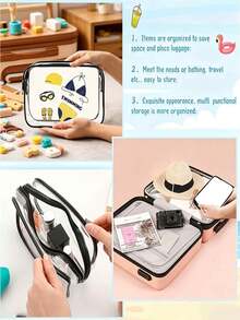 1pc Transparent PVC Storage Bag, Designed With Swimsuit And Swimming Gear Patterns - An Essential Item For Organizing Swimwear, Swimming Caps, Goggles And Other Accessories During Travel. Designed For Convenient Carrying, Suitable For Beach Trips Or Swimming Pool Use, Can Easily Store Personal Items And Daily Necessities. Features Zipper Closure. - Multicolor - View 4