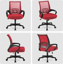 Modern Ergonomic Office Chair Adjustable Swivel Mesh Computer Chair With Back Support Arms Wheels For Home Work Students Study Black - Red - View 7