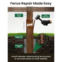 Fence Post Repair Stakes Kit – 75cm 29.5" Heavy Duty Ground Spikes For Broken Or Leaning Timber Posts – 2 Stakes Repair 1 Post - 4 PCS - View 9