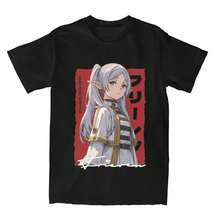 Frieren High-Quality Pure Cotton T-Shirts For Teenagers, Brightly Colored Harajuku Punk Hip-Hop Print T-Shirts, Korean Retro Y2K Clothing. - 黑色 - 查看 2