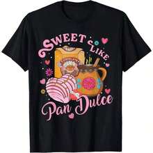 Korean Custom T-Shirt Sweet Like Sweet Bread | Unisex Custom Graphic T-Shirt Of Mexican Bread For Valentine's Day, Sizes S-5XL, 180g Premium Cotton, Casual Short Sleeve, Customizable T-Shirt For Valentine's Day Gift For Latina Women - 黑色 - 查看 4