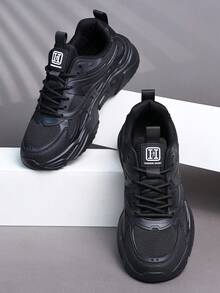 Giày thể thao nam, giày sneaker thường ngày, giày buộc dây đế mềm thoải mái, giày thể thao học viện cho nam, giày cổ thấp nhẹ nhàng dùng hàng ngày. - màu đen - Xem 5