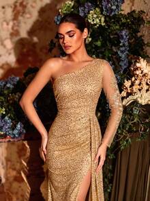 CHOSMO Birthday Dresses Elegant Dresses For Women Champagne Dress Prom Dresses For Women Homecoming Dress Dresses For Women Party Shiny Basic Style Wedding - Champagne - View 1