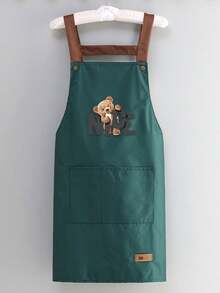 1pc Waterproof Adjustable Bib Apron With Large Pockets, Cute Bear Pattern Design, Suitable For Kitchen Cooking, Coffee & Baking, Outdoor Picnic & BBQ, Also Great For Hairstylists, Florists, Farmers, Durable And Easy To Clean - NICE Bear - View 13