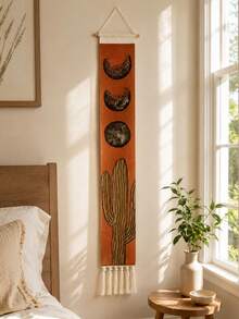 1pc Moon Phase Tapestry, Boho Moon Wall Art Hanging, Vertical Wall Decor, Suitable For Bedroom, Bathroom, Living Room (Tassel Quantity Random), Home Decor, Room Decor, Wall Decoration - Multicolor - View 4