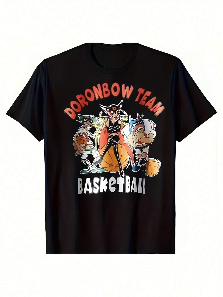 Yatterman Team Doronbo Retro Print T-Shirt For Men And Women - Soft And Versatile, This All-Season Casual Streetwear Essential Is A Perfect Everyday Gift For Fans And Friends. With Its Crisp, Streamlined Cut, This Garment Creates A Clean And Vibrant Look. Its Relaxed Yet Flattering Silhouette Suits All Body Types, Offering A Style That Is Both Casual And Sophisticated. - 黑色 - 查看 1