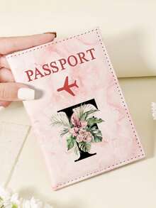 1pc A-Z 26 Letters Fashionable Letter Print Stylish Burgundy Passport Cover, Premium PU Leather Passport Wallet With Multi-Card Pockets For Credit Cards, Boarding Passes, And IDs, Compact And Portable Travel Essentials Organizer For Women, Men - Pink - View 98