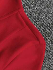 Chaqueta delgada de terciopelo negro para mujer, chaqueta de manga larga con cierre de cremallera de estilo casual y ajuste ceñido para el otoño - Rojo - Ver 6