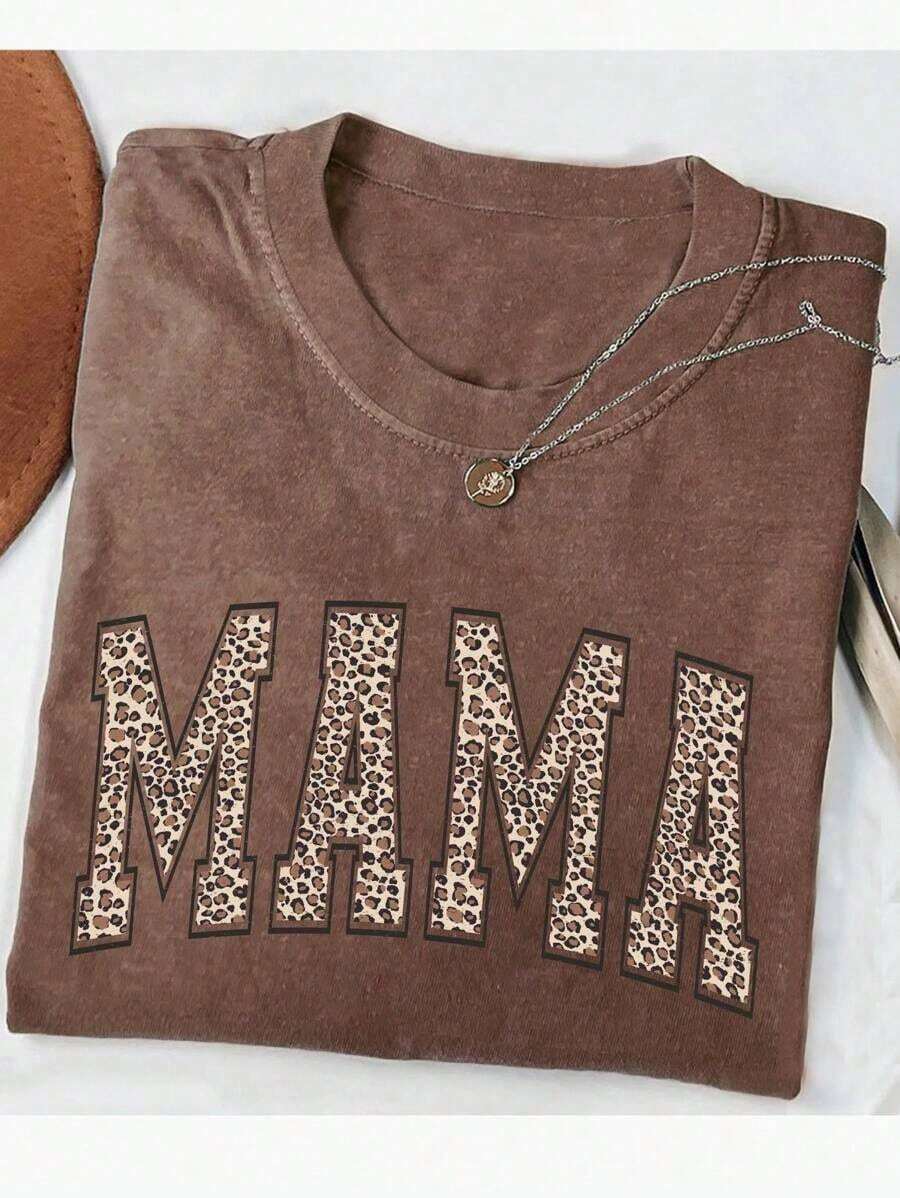 Leopard Print T-Shirt For Mom, Mother's Day Gift, Mom T-Shirt, Vintage Mom T-Shirt, Gift For Mom, Mom T-Shirt, Leopard Print Mom T-Shirt, Leopard Print Mom T-Shirt, Mother's Day Gift, Mom T-Shirt, Vintage Mom T-Shirt, Gift For Mom, Mom T-Shirt, Women's Leopard Print T-Shirt - 全穀類咖啡 - 查看 1