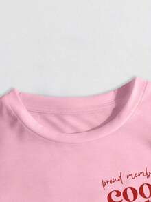 Women's Minimalist Style "Cool Mom Club" T-Shirt, Great Plus Size Mom Gift, With Prints On The Front And Back, Retro Style Mother's Day T-Shirt, Modern Mom T-Shirt, Mom Life T-Shirt, Casual Summer Pink - 羅莎 - 查看 5