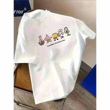 OversizeExtra grande Camiseta - Manga corta - Moda mujer - Oversize - Casual suelto - 230g - Algodón -Camiseta de Viaje Oceánico Las blusas transpirables, que absorben el sudor y son adecuadas para de lavado a máquina, en el regalo perfecto para las vacac - Blanco - Ver 1