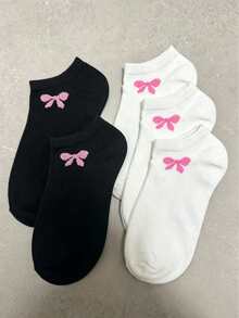 1/5/12 Pairs Cute Bow Design Basic Solid Color Ankle Socks, Soft Breathable Casual Everyday Outdoor Sports Socks For Men And Women, Spring/Summer - Multicolor - View 12